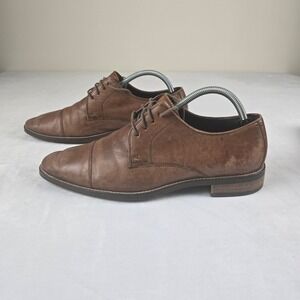Cole Haan Mens 8.5 W Brown Leather Cap Toe Derby Dress Shoes